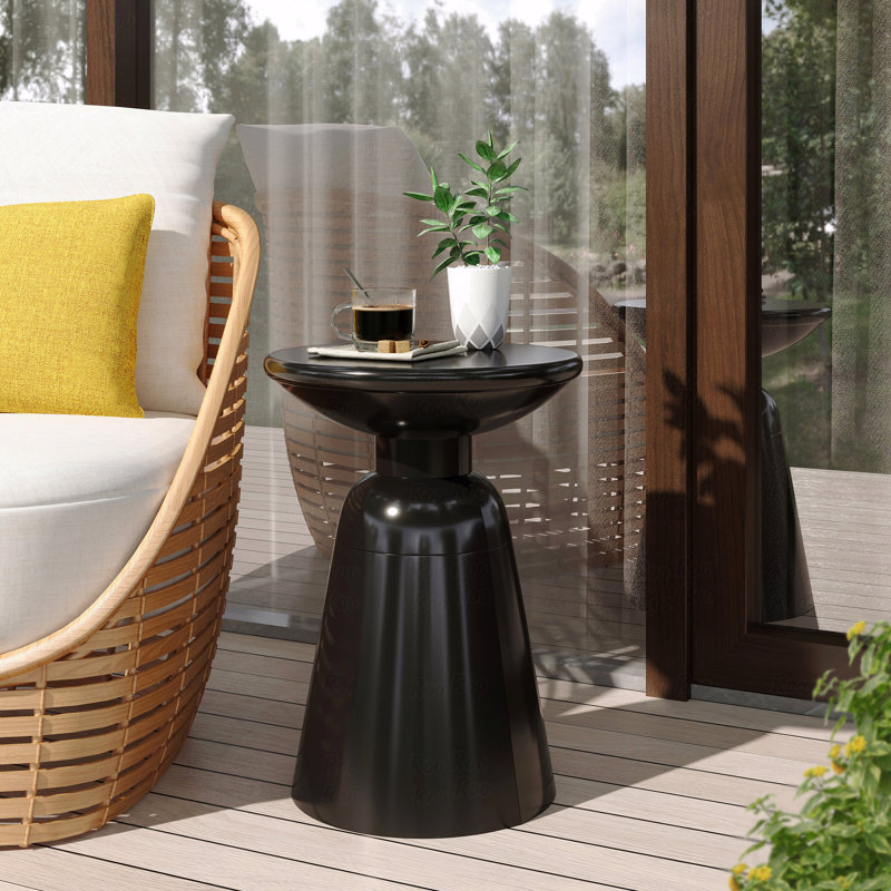 Outdoor Metal Patio End Table, Black