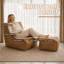 Pouf géant avec repose-pieds, fauteuil lounge rembourré de mousse haute densité, dossier ergonomique, canapé confortable idéal pour le salon, la chambre à coucher et le coin lecture.