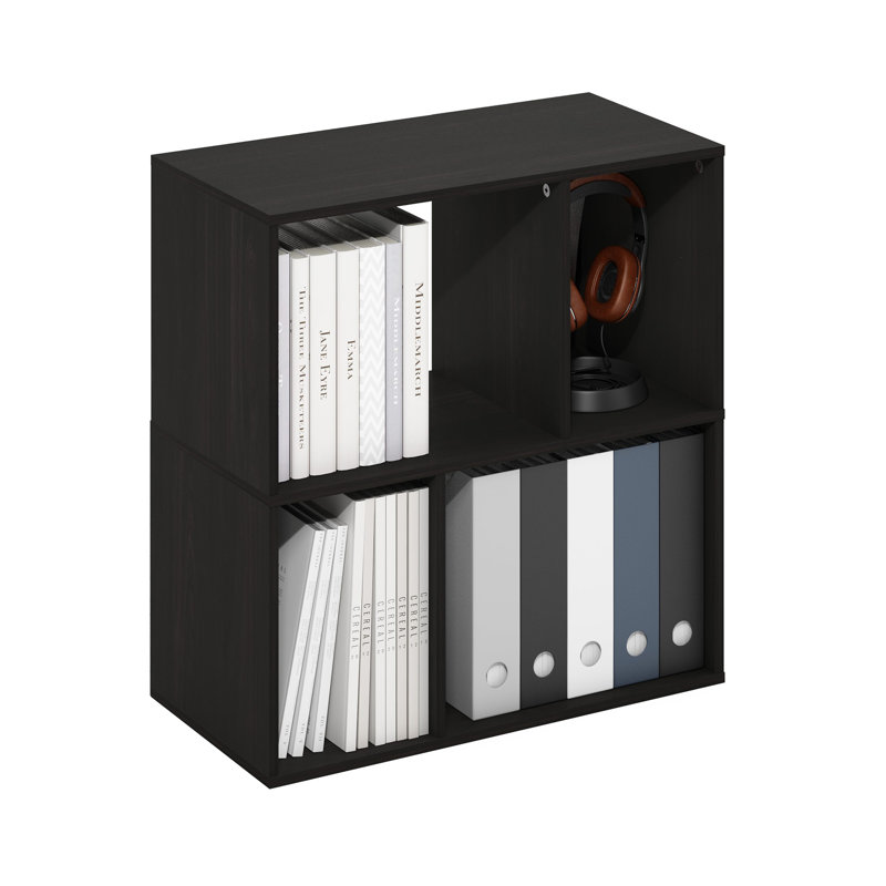 Dubinska 4-Cube Irregular Cubes Bookcase, Bookshelf, Storage Organizer, Espresso