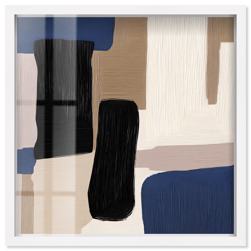 Décoration murale moderne bleue «Quietude I Shadowbox» par Art Remedy, H 13 po x l 13 po, Noir