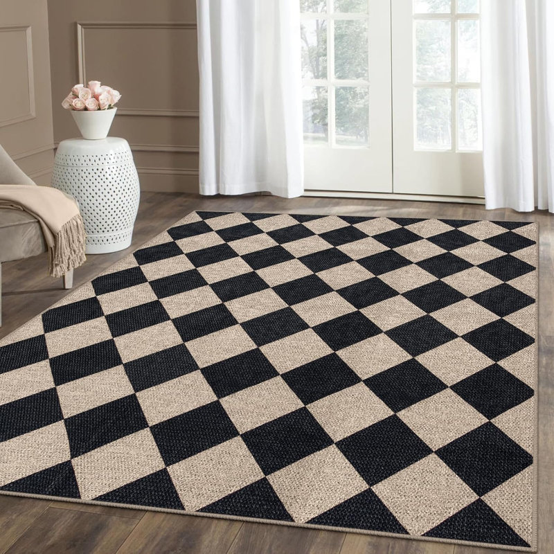 Vilena Herringbone Pattern Washable Area Rug - Chic Textured Design for Living Room, Bedroom, or Entryway Decor