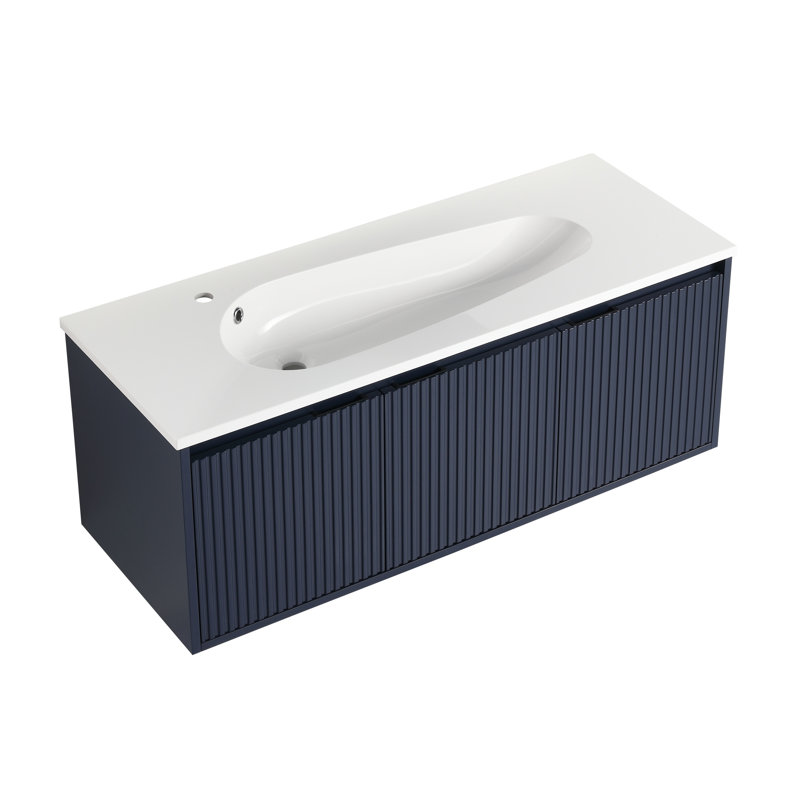 Armoire de salle de bain 48 po bleu marine avec portes à fermeture en douceur (lavabo non inclus)