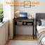 Bureau pliant peu encombrant avec tablette de rangement - Table d'ordinateur portable sur roulettes - Structure en acier robuste - Assemblage facile - Idéal pour le bureau à domicile, la chambre à coucher et le bureau - Noir