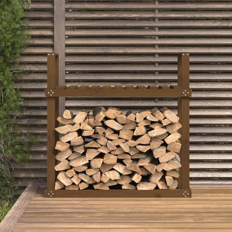 Firewood Rack 110x35x108.5 cm Solid Wood Pine, Honey Brown