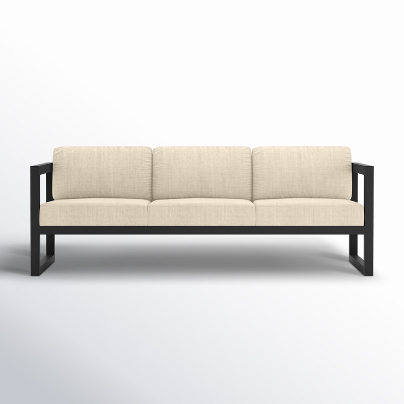 Avion 3 Piece Sofa Loveseat Set, Canvas Flax Sunbrella® Canvas, Black