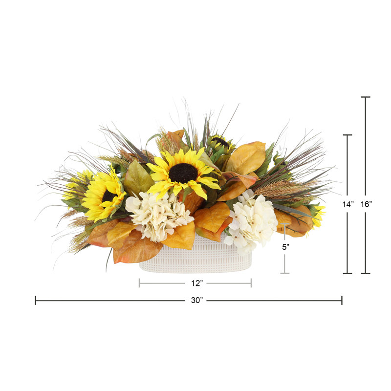 Fall Floral Arrangement with Sunflowers and Hydrangeas