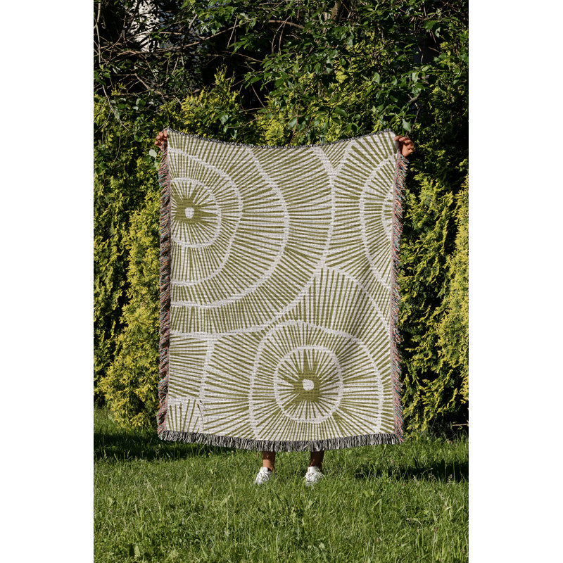Jeté en coton Ray, Chartreuse, 50 x 60