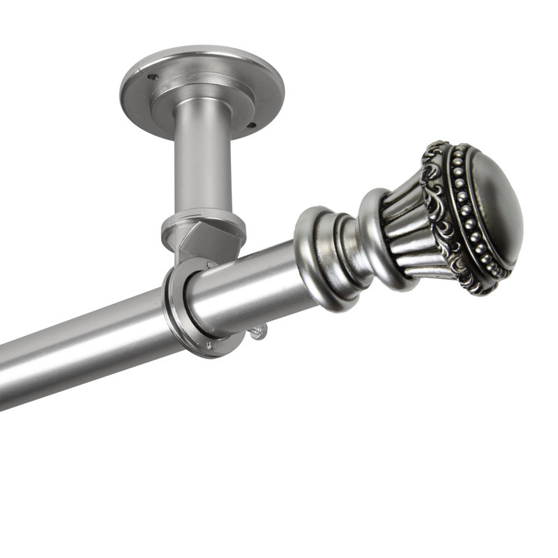 Tringle à rideaux simple réglable 1 po Addiego, Nickel satiné, 48" - 84"
