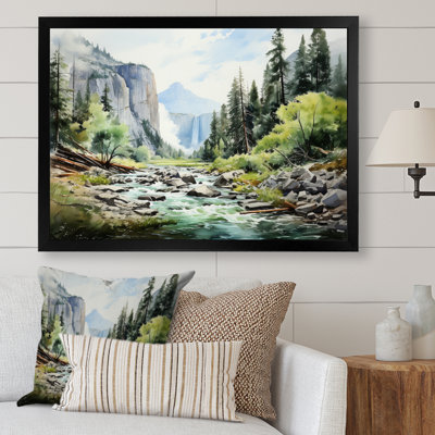 «Green Blue Mountains Cascade Symphony», reproduction d'art sur toile