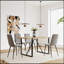 55 Inch MDF Wood Dining Table And Modern Linen Chair Set Of 4, Mid Century Design With Metal Base & Legs-1107136244-1107136251