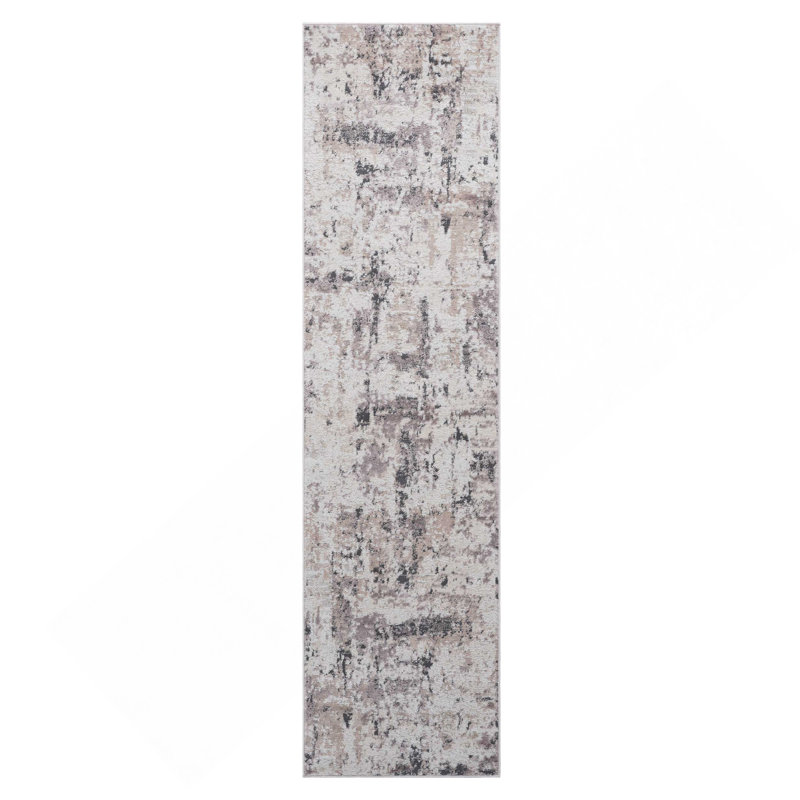Tapis de couloir abstrait 2 x 8 crème, Tapis de couloir 2 pi 2 po x 8 pi