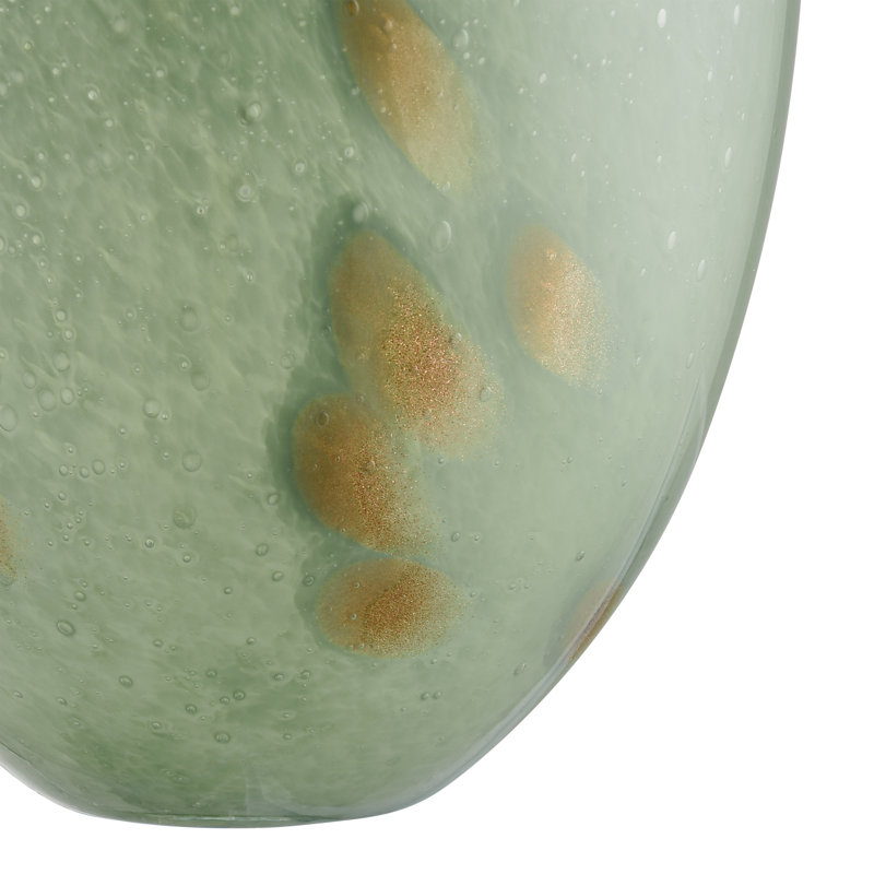 Pale Green Glass Bud Vase with Gold Accents