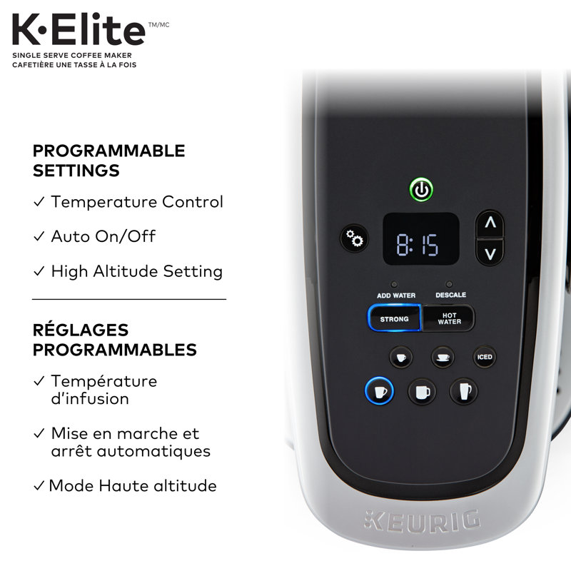 Cafetière à dosette simple K-Elite Keurig K-Elite, Argent brossé