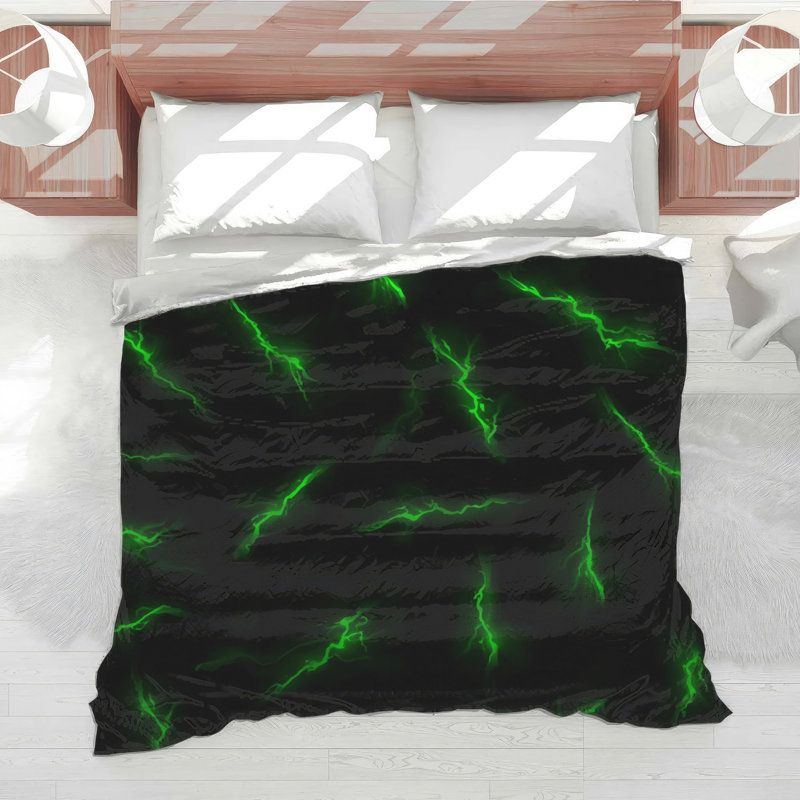 Green Lightning Bolts Comforter, Twin Extra Long