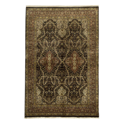 Hand-Knotted High-Quality Black and Red Area Rug