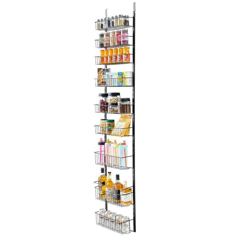 Au-dessus de la porte Rangement de rangement réglable à 9 niveaux pour garde-manger, cuisine, rouille et support facile à installer