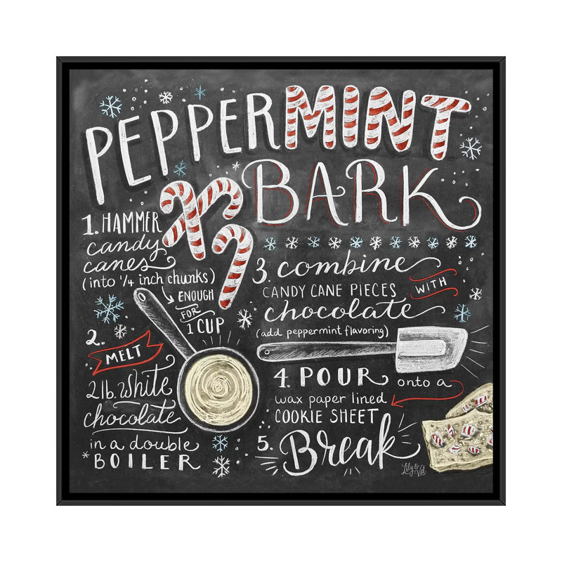 « Menthe poivrée » par Lily & Val-impression d’art textuel, Toile avec cadre noir, Pas de tapis, H 18 po x l 18 po x 1,5 po