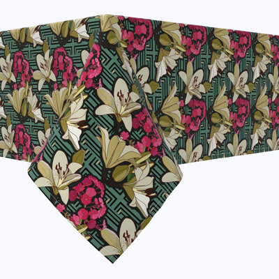 Rectangular Tablecloth, 100% Cotton, Floral 96