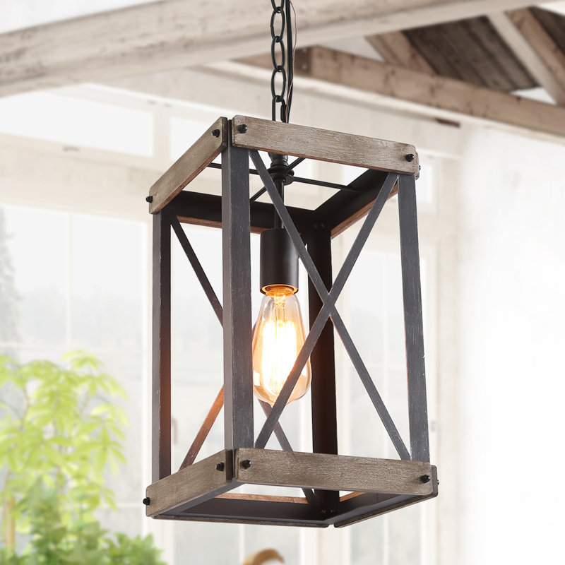 Aziz 1 - Light Lantern Rectangle Modern Farmhouse Pendant UL Certified