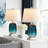 22" Modern Teal Blue Glass Table Lamp Set Of 2 With Usb A+C Ports,Bedside Lamp With Touch Control , 3-Way Dimmable Bedroom Lamps,Bulbs Included