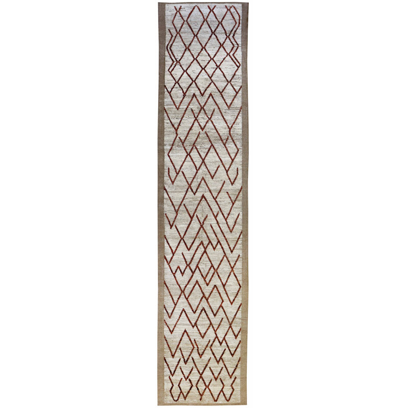 Tapis ivoire unique 3 pi 4 po x 16 pi 7 po One-of-a-Kind