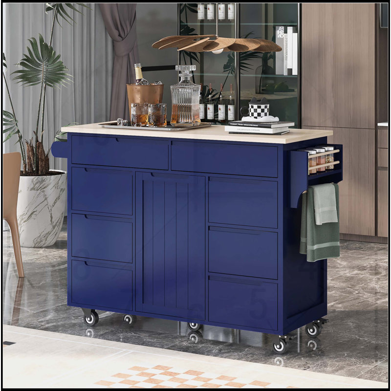 Versatile Kitchen Cart with Abundant Storage and Smooth Mobility, Blue
