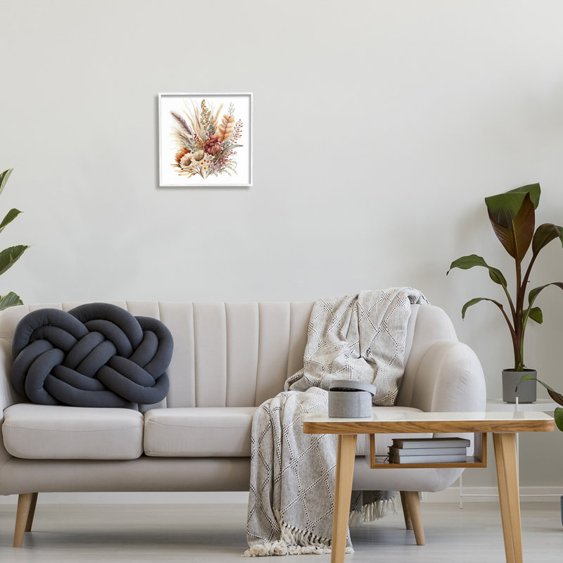 Bb-267 - Ensemble de fleurs d'automne encadrées sur bois par LSR Design Studio, Estampe numérique encadrée blanc bord de mer