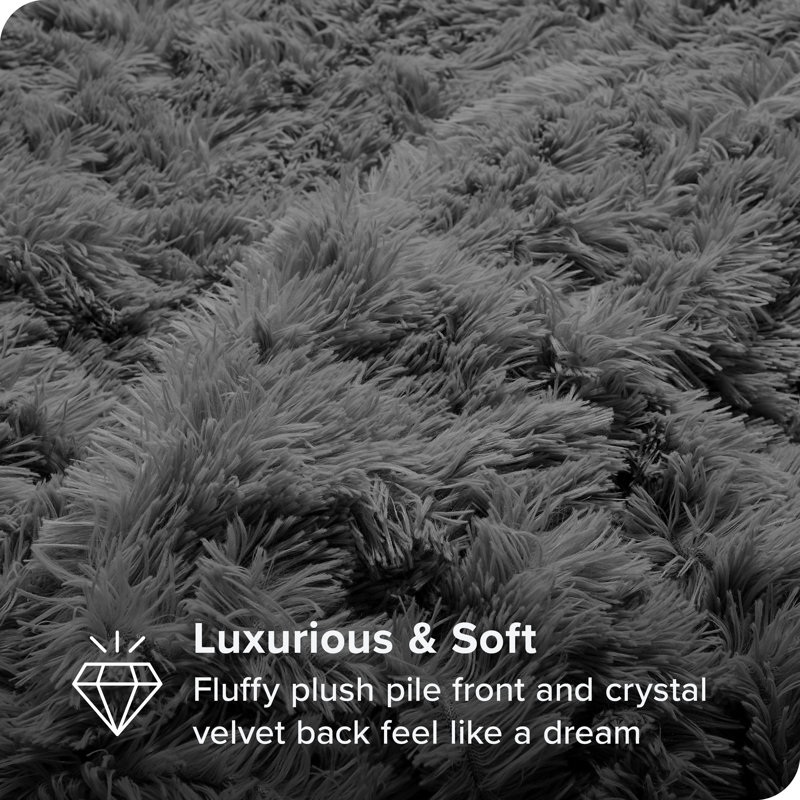 Gray King/California King Shaggy Faux Fur Duvet Cover