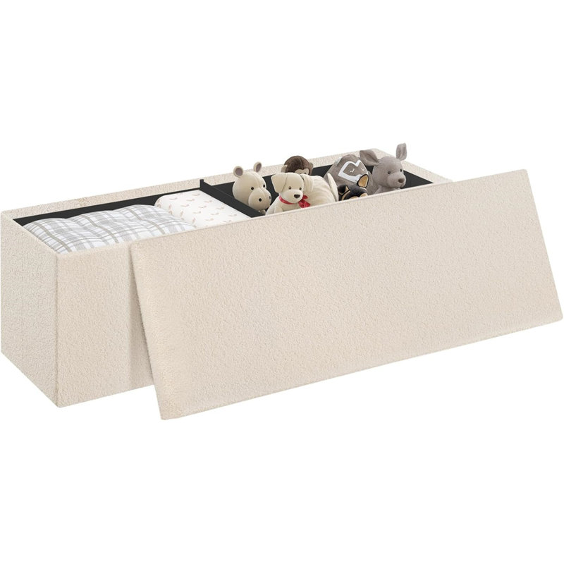 Prathana Fleece Upholstered Storage Bench, Beige