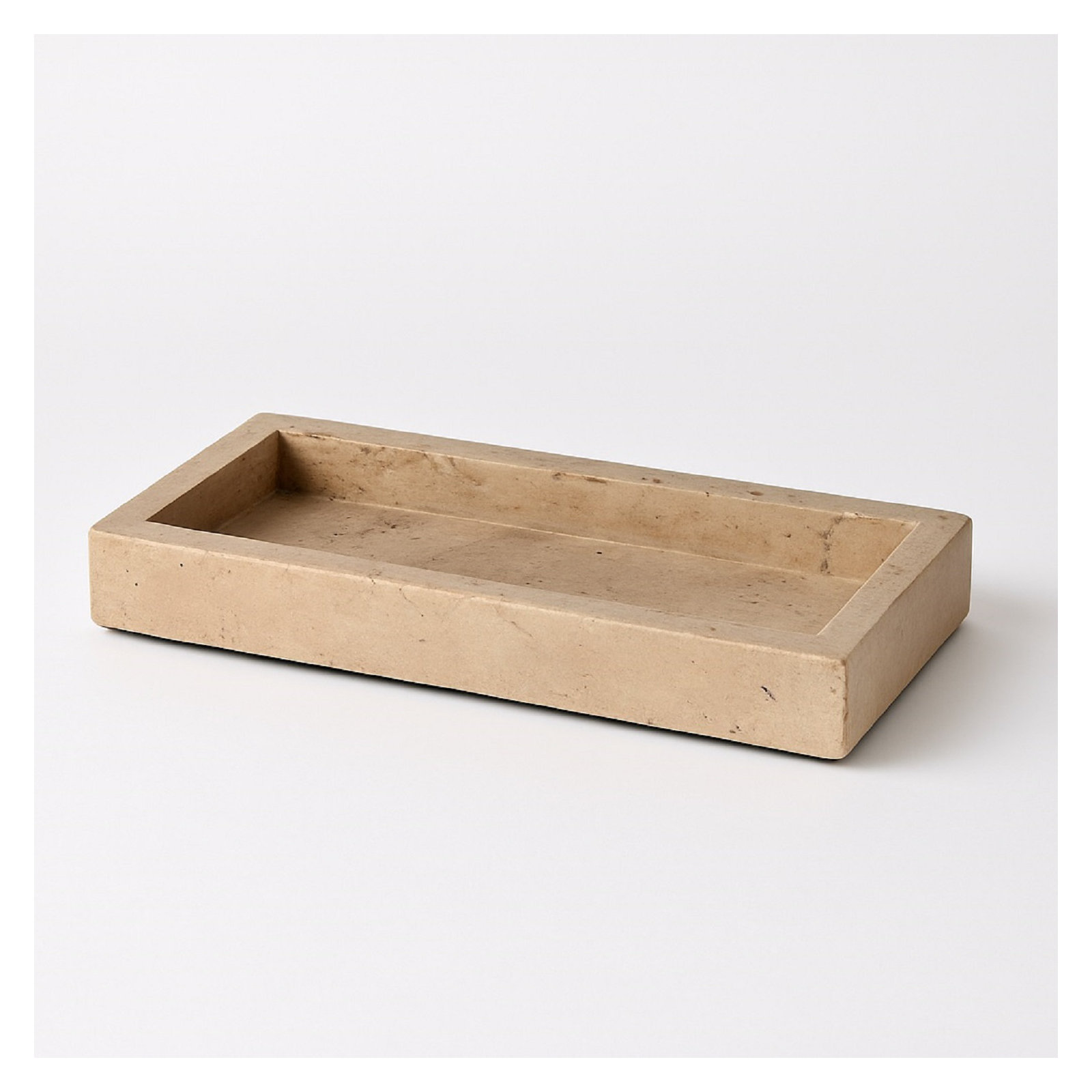 Travertine Tray Large In Cream, 1.5" H x 11.75" W x 8.75" D