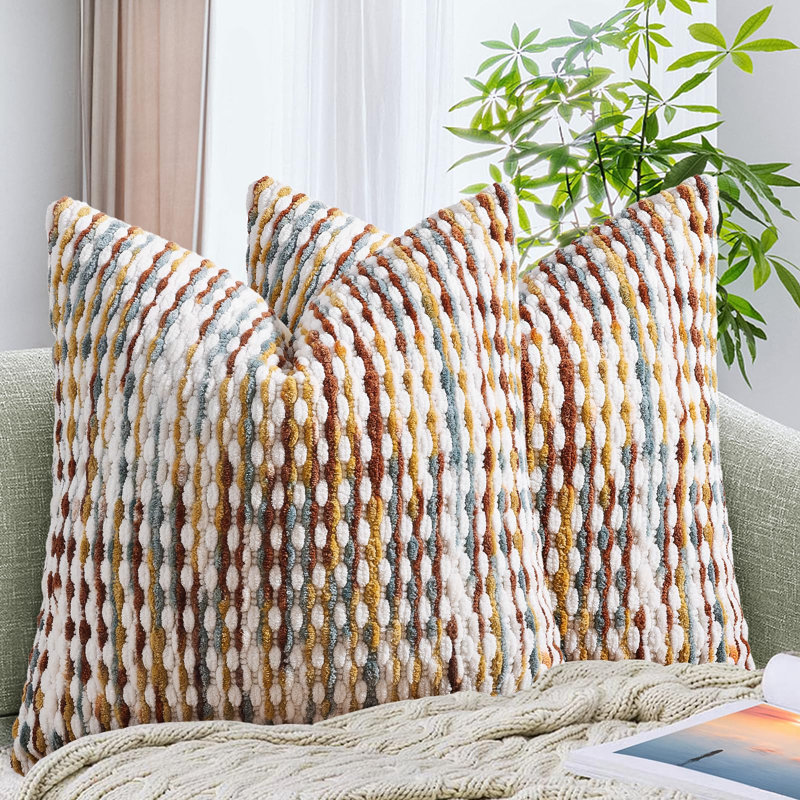 Ensemble de 2 taies d'oreiller décoratives en chenille Boho
