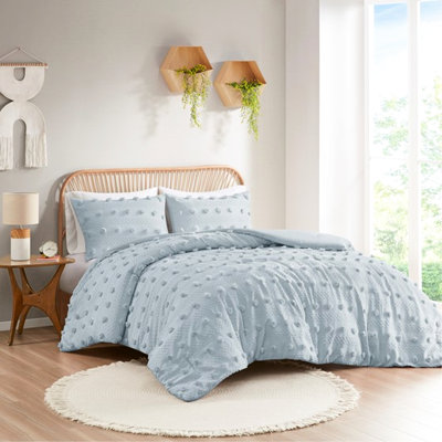 Édredon en bleu pour lit double / grand avec 2 taies décoratives, tissu respirant et taies décoratives