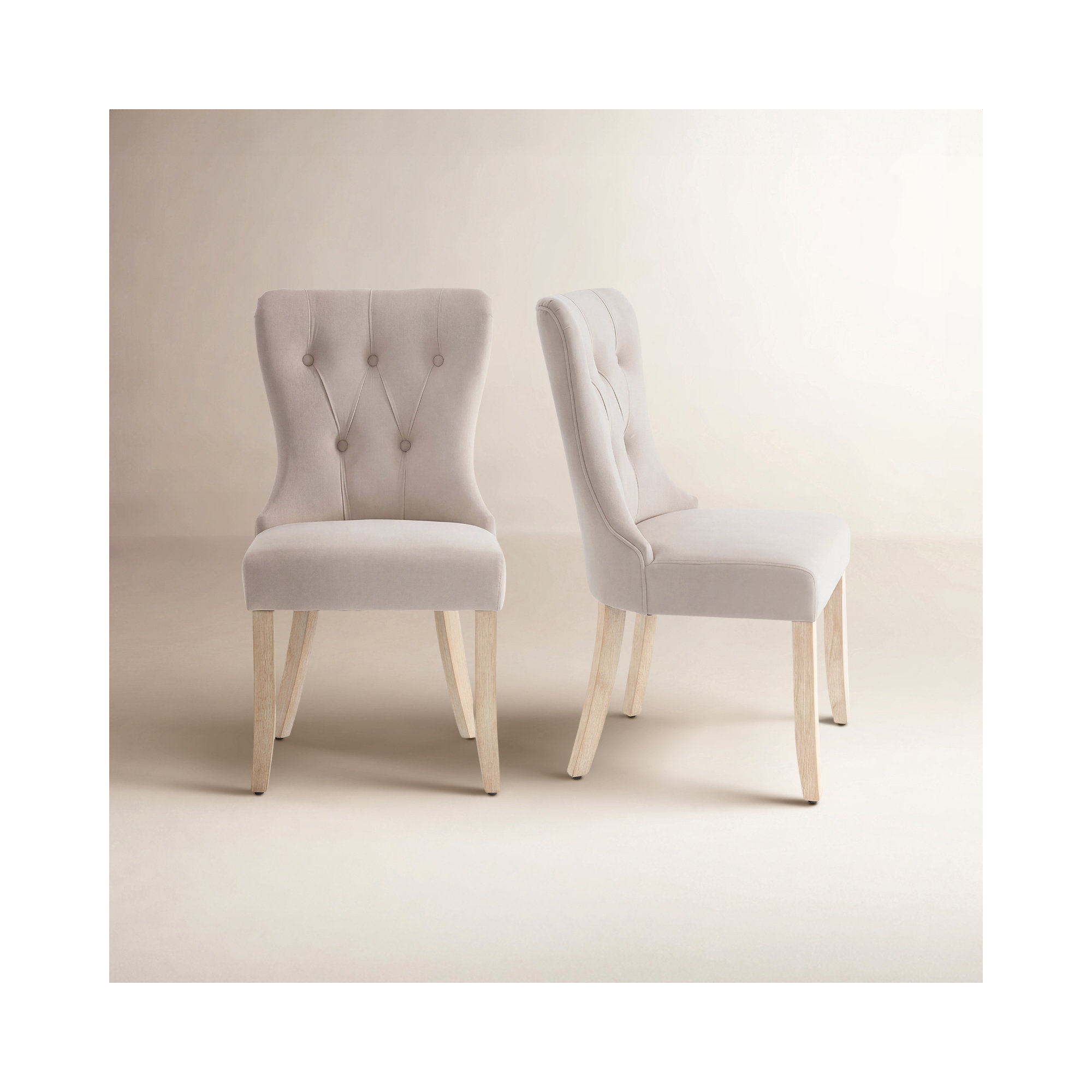 Dutton Upholstered Dining Chair, Beige Polyester Blend