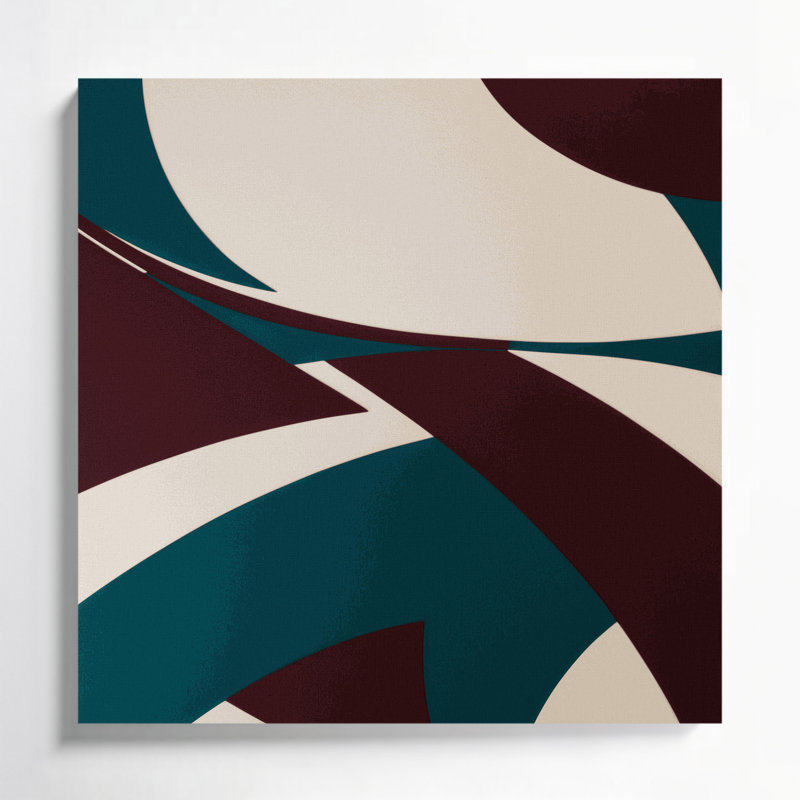 «Geometric Abstraction 60», art mural sur toile rouge, H 16 po x l 16 po