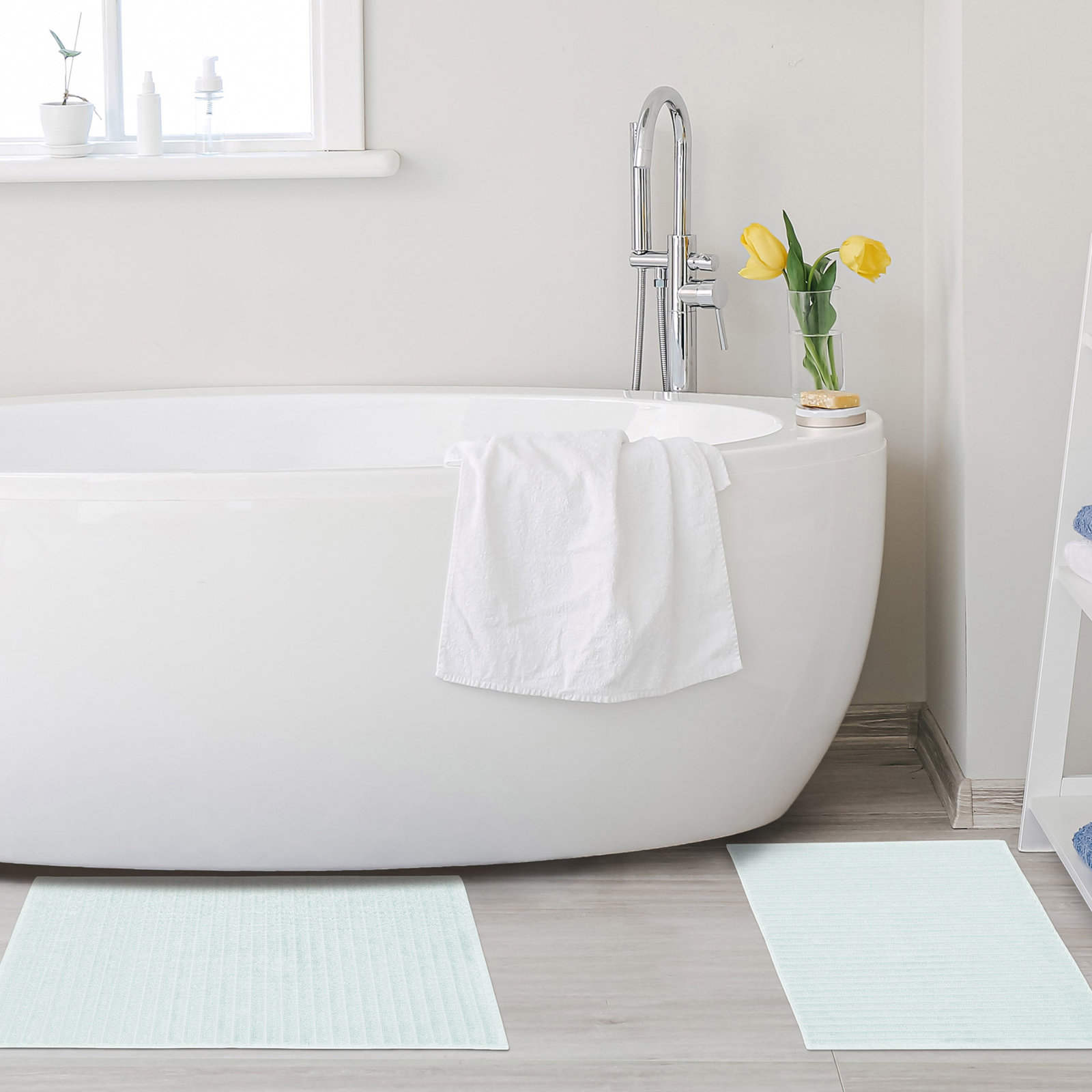 Pardue Cotton Bath Mat, Aqua Marine, Solid Color