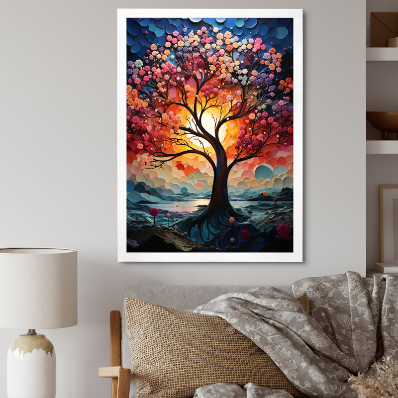 Baobab africain aux couleurs de l'arc-en-ciel - Art mural sur toile, arbre baobab, Cadre photo noir, H 32 po x l 16 po