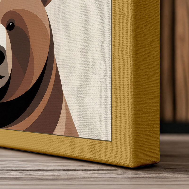 Bear Minimalist - Wrapped Canvas, 30x20 - 76.2 x 50.8 cm, Ochre Border
