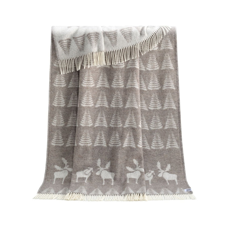 Brown Moose Recycled Merino Wool Throw