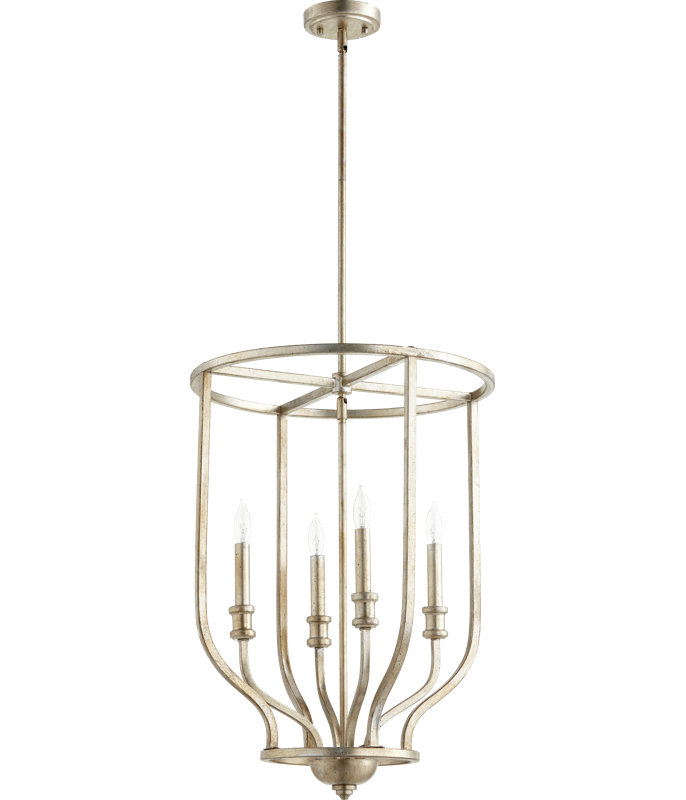 Falbo 4 - Light Lantern Geometric Chandelier, Aged Silver Leaf