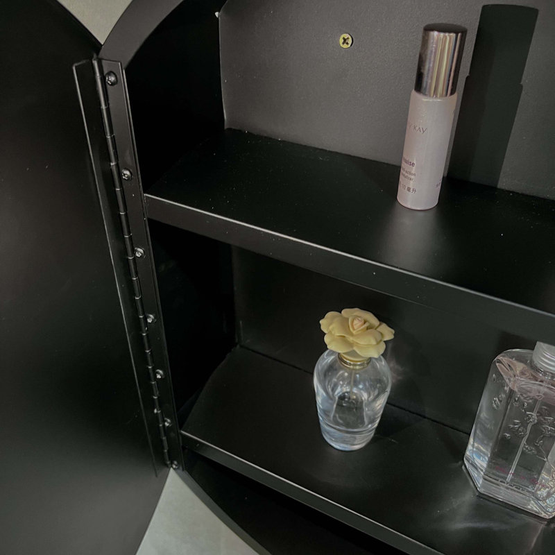 Armoire à pharmacie murale en métal avec miroir, Noir,  26" 