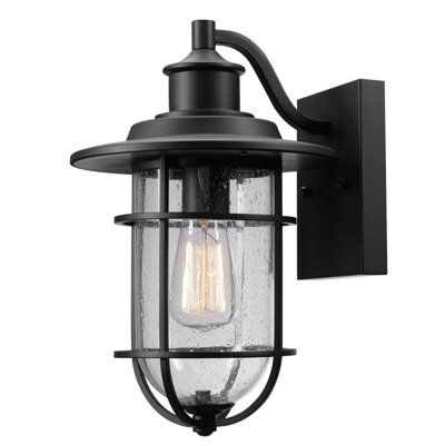 Black Seeded Glass Shade Light Fixture Outside Lights  Exterior Lighting
