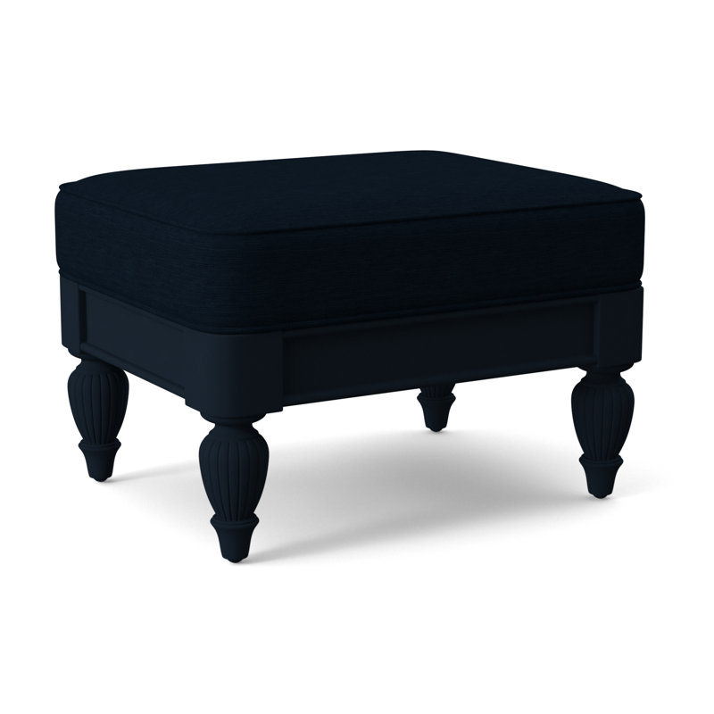 Grand View Ottoman, Navy Finish, Beige Sugar Performance; 0863-93