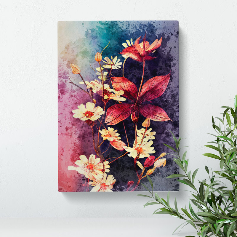 Flowers In Watercolour No.3 - Wrapped Canvas Painting, 50cm H x 35cm W x 3cm D