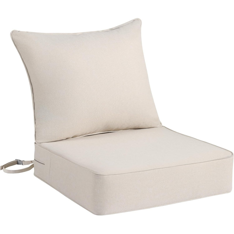 Set Of 1 24" W X 24" D Outdoor Deep Seat Chair Cushion Sets With Back Pillows, Beige, 1, Beige
