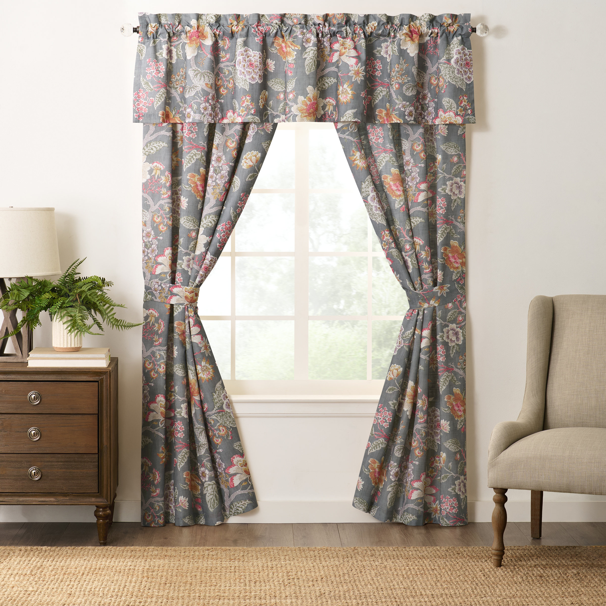 Rose Tree Mia Floral Tailored Window Valance | Wayfair