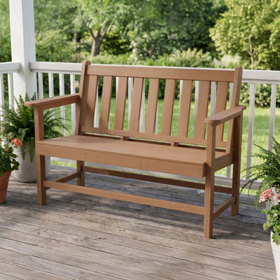 40 In. 2-Person Brown HDPE Patio Bench