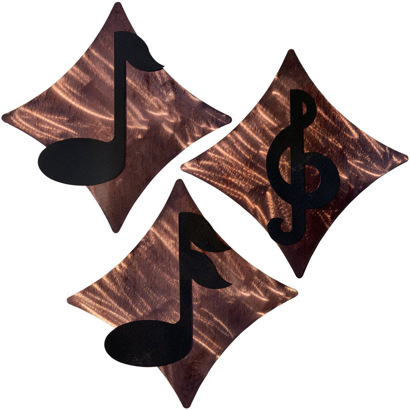 Distressed Copper Music Note Diamond Wall Decor Set
