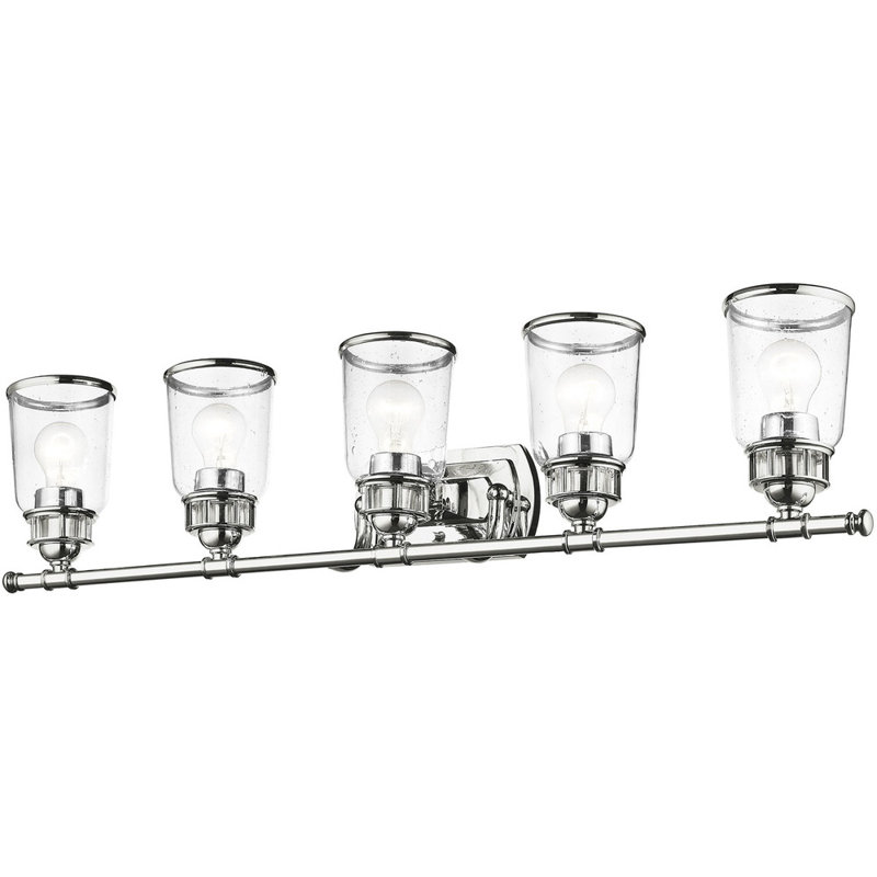 Éclairage pour salle de bain 5 lumières, Chrome poli