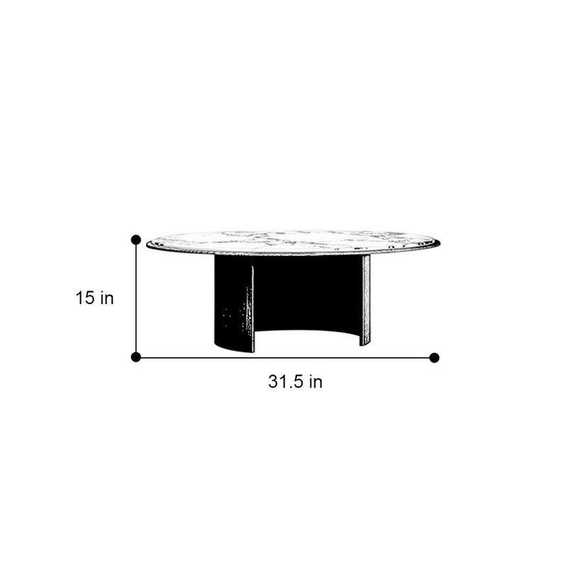 Simple round microcrystalline stone coffee table, 15" H x 31.5" L x 31.5" W
