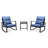 3 Pieces Patio Bistro Set Outdoor Rocking Chair W Blue Cushion For Yard Garden Poolside